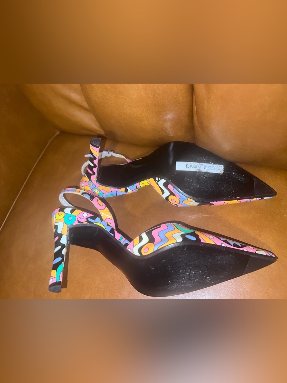 Stuart Weitzman Patent Leather Printed Slingback size 6.5M - Picture 10 of 11